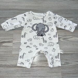 SHEIN Newborn Baby Boys Elephant Animal Print One-Piece Outfit